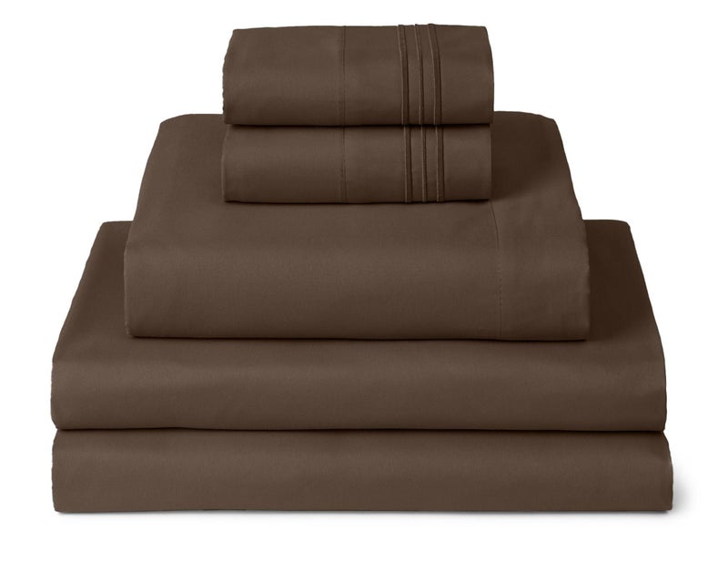 Mellanni Split King Sheets Set - 5 PC Iconic Collection Bedding - Hotel Luxury, Extra Soft, Cooling Bed Sheets - Wrinkle, Fade, Stain Resistant (Split King, Brown) - Image 1